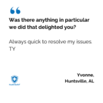 Yvonne in Huntsville gave us feedback about her IT support she recently received from Stringfellow.