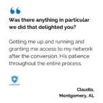 Claudia in Montgomery, Alabama gave us some great feedback!